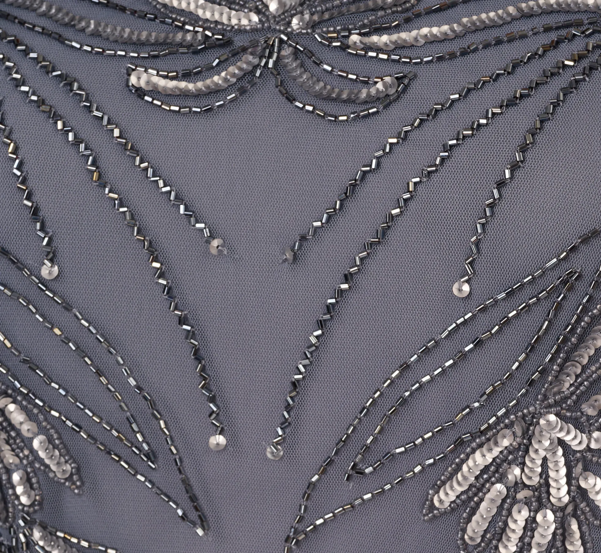 Plus Size Long Beaded Blouson Dress In Dusty Blue