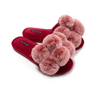 POM POM SLIPPERS - Red