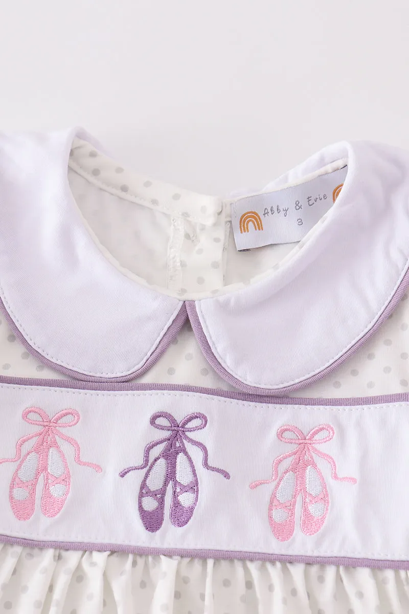 Purple Ballet Embroidery Girl Set