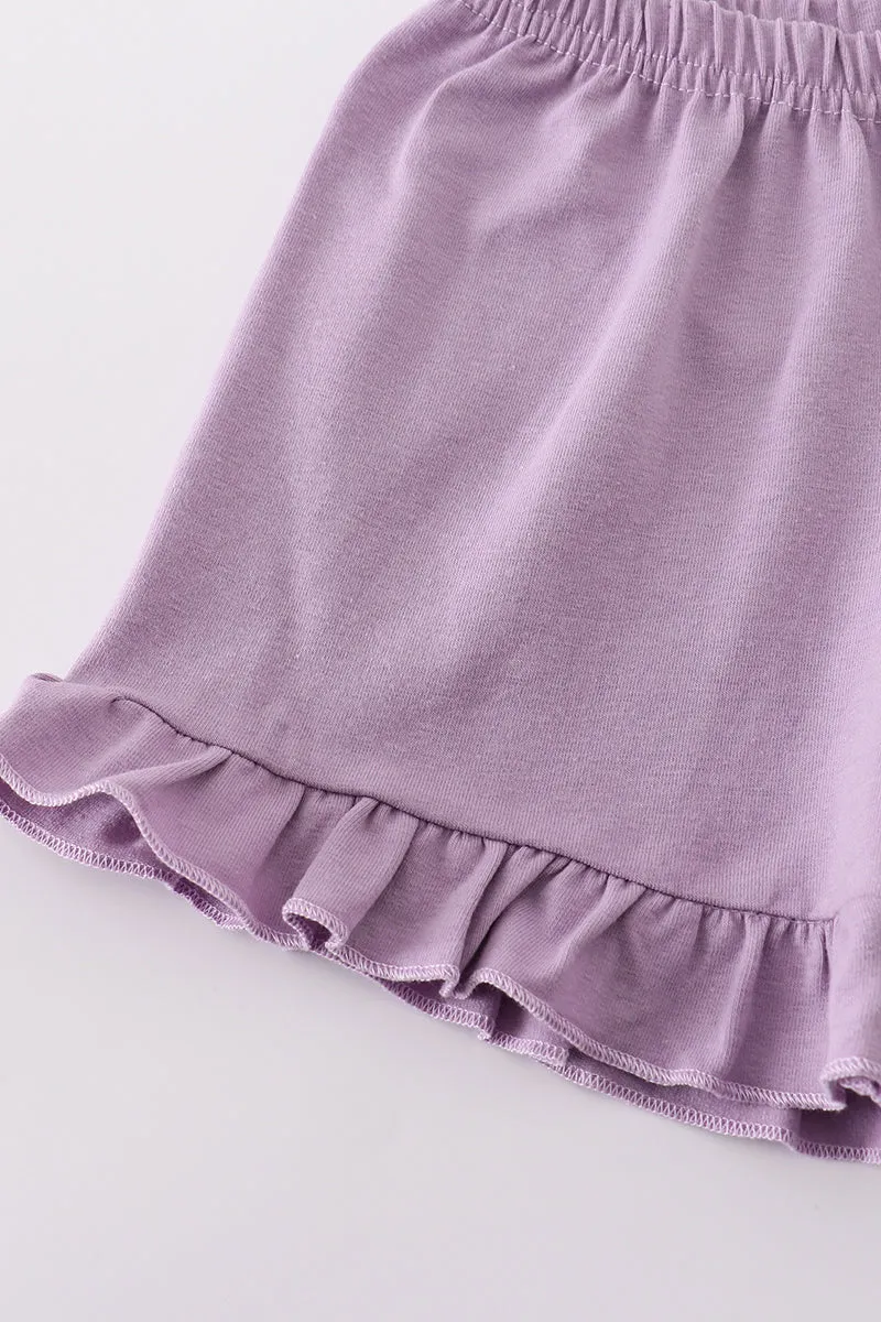 Purple Ballet Embroidery Girl Set