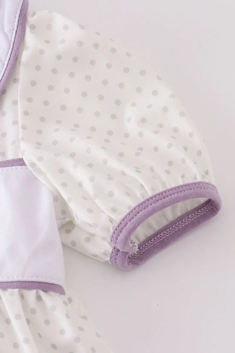 Purple Ballet Embroidery Girl Set