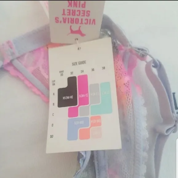 RARE VS PINK watercolor push-up Bralette Limited edition sz Small (D-DD)