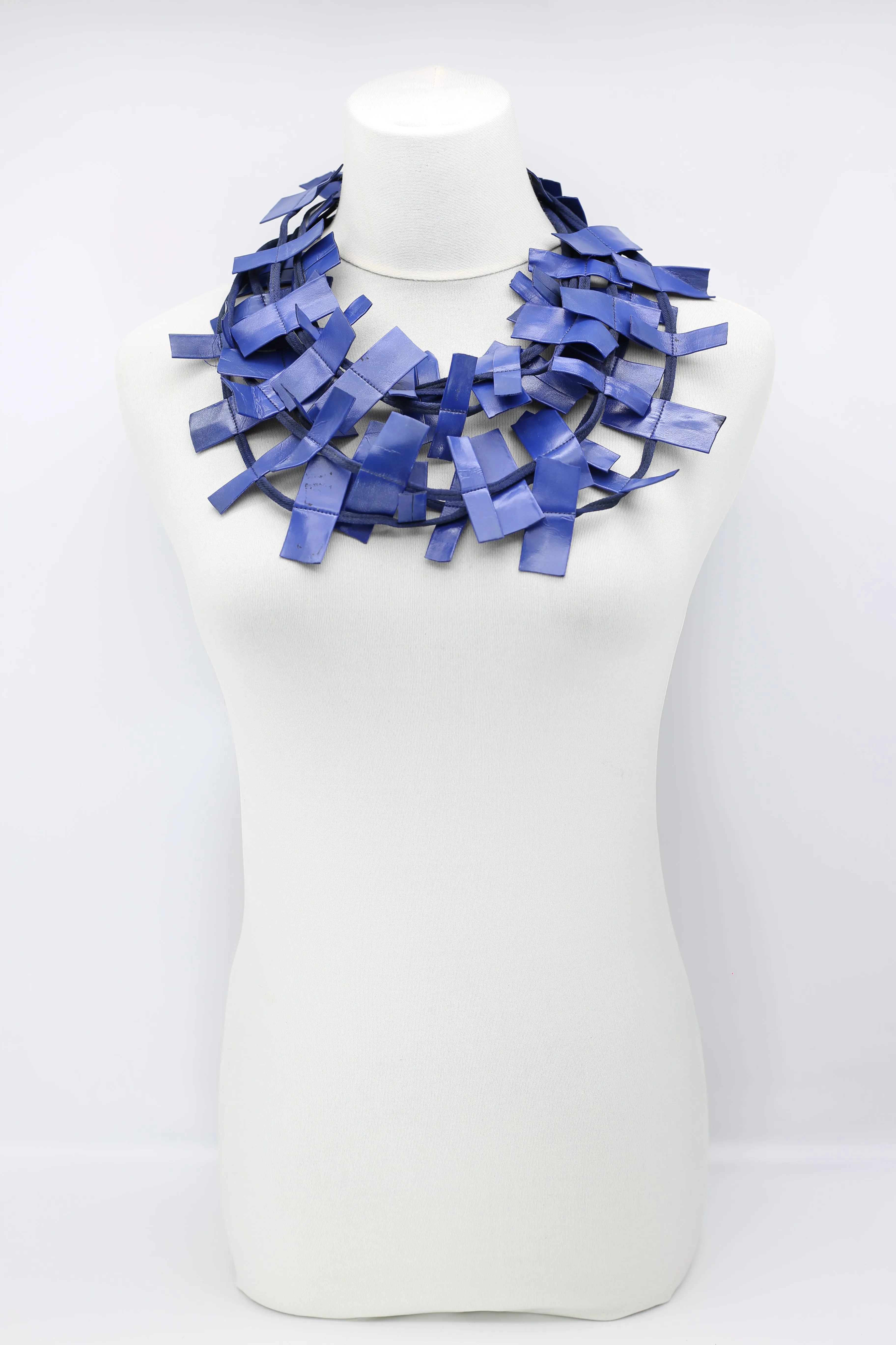 Recycled Leatherette Rectangles Necklace - Hand-painted