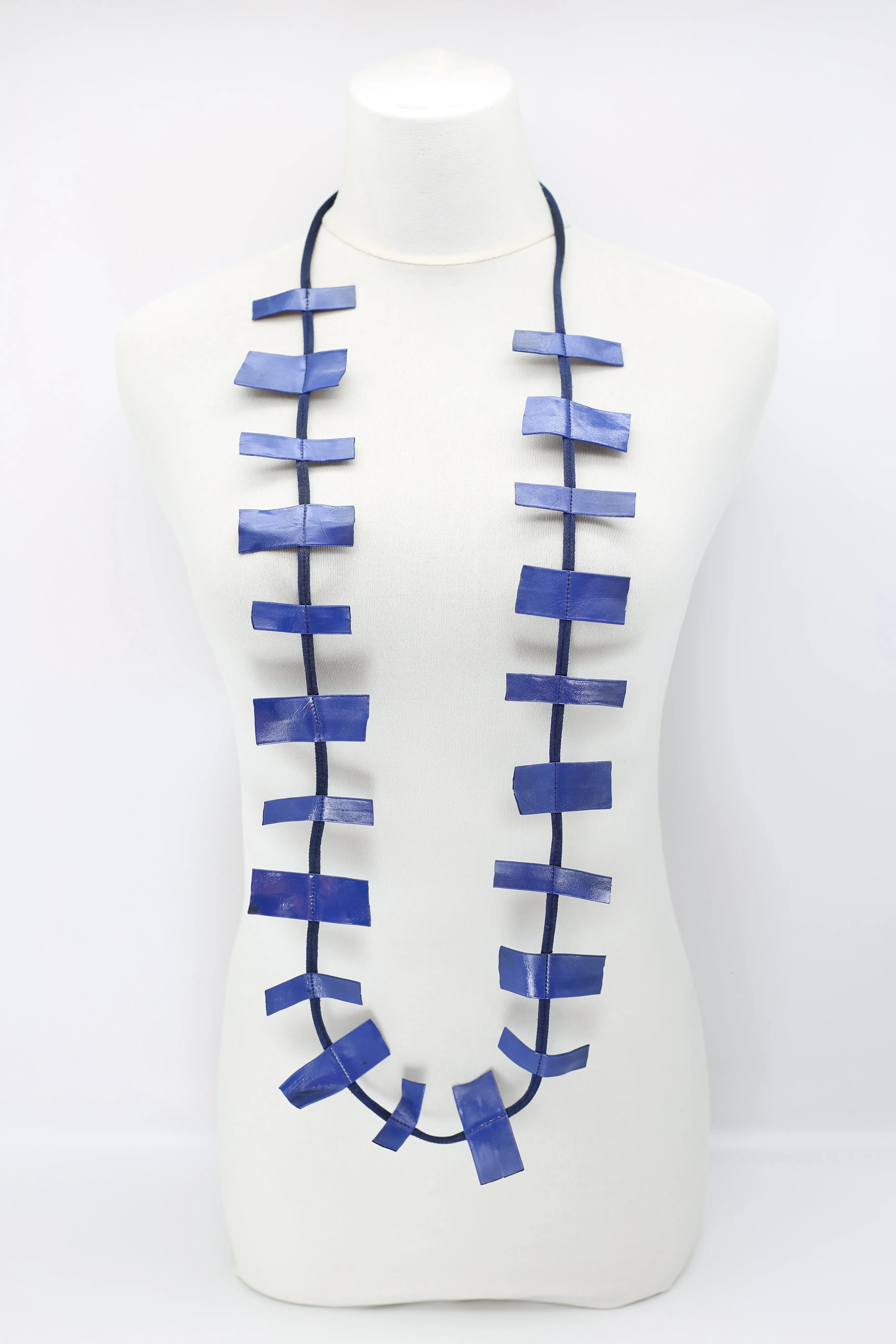 Recycled Leatherette Rectangles Necklace - Hand-painted