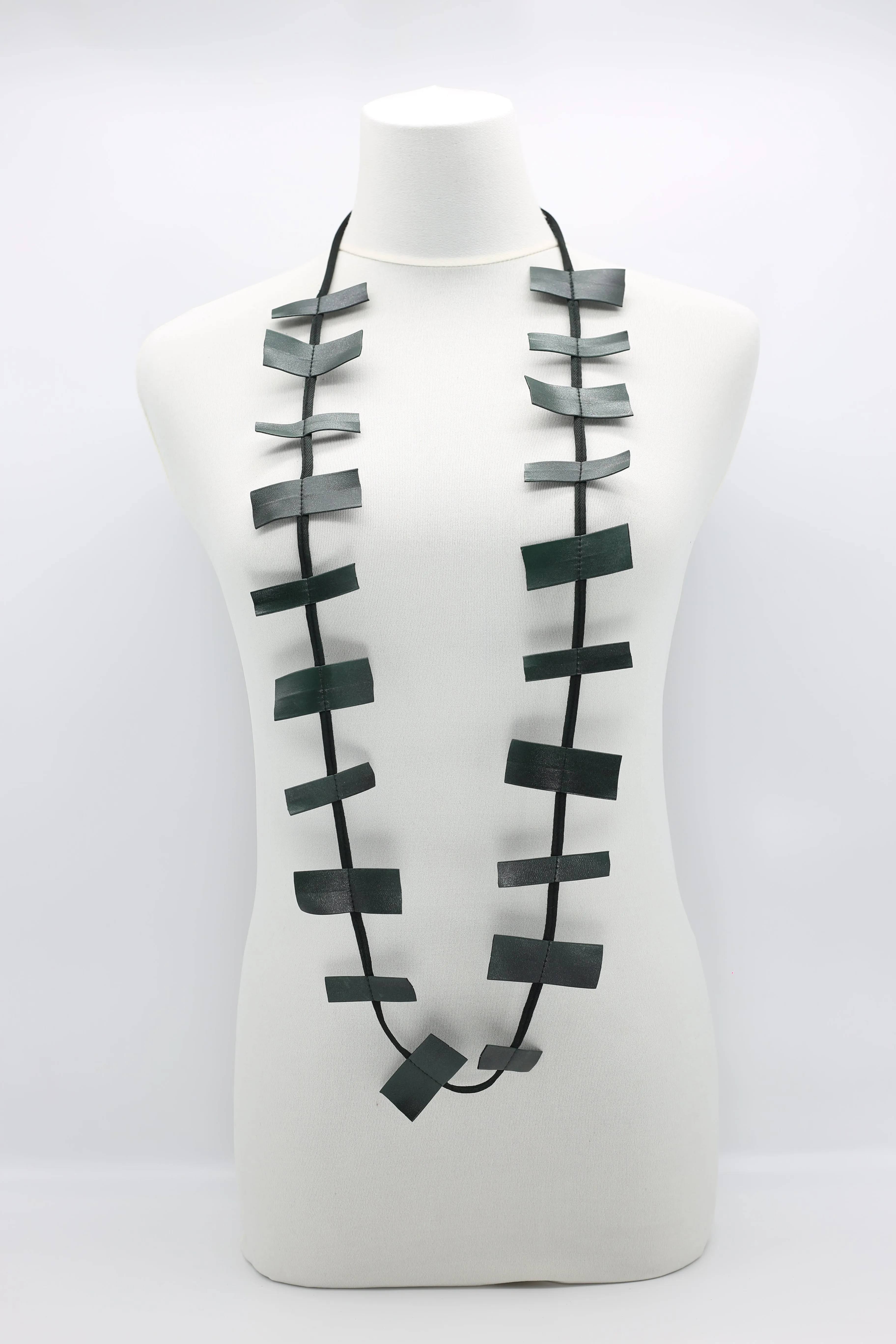 Recycled Leatherette Rectangles Necklace - Hand-painted