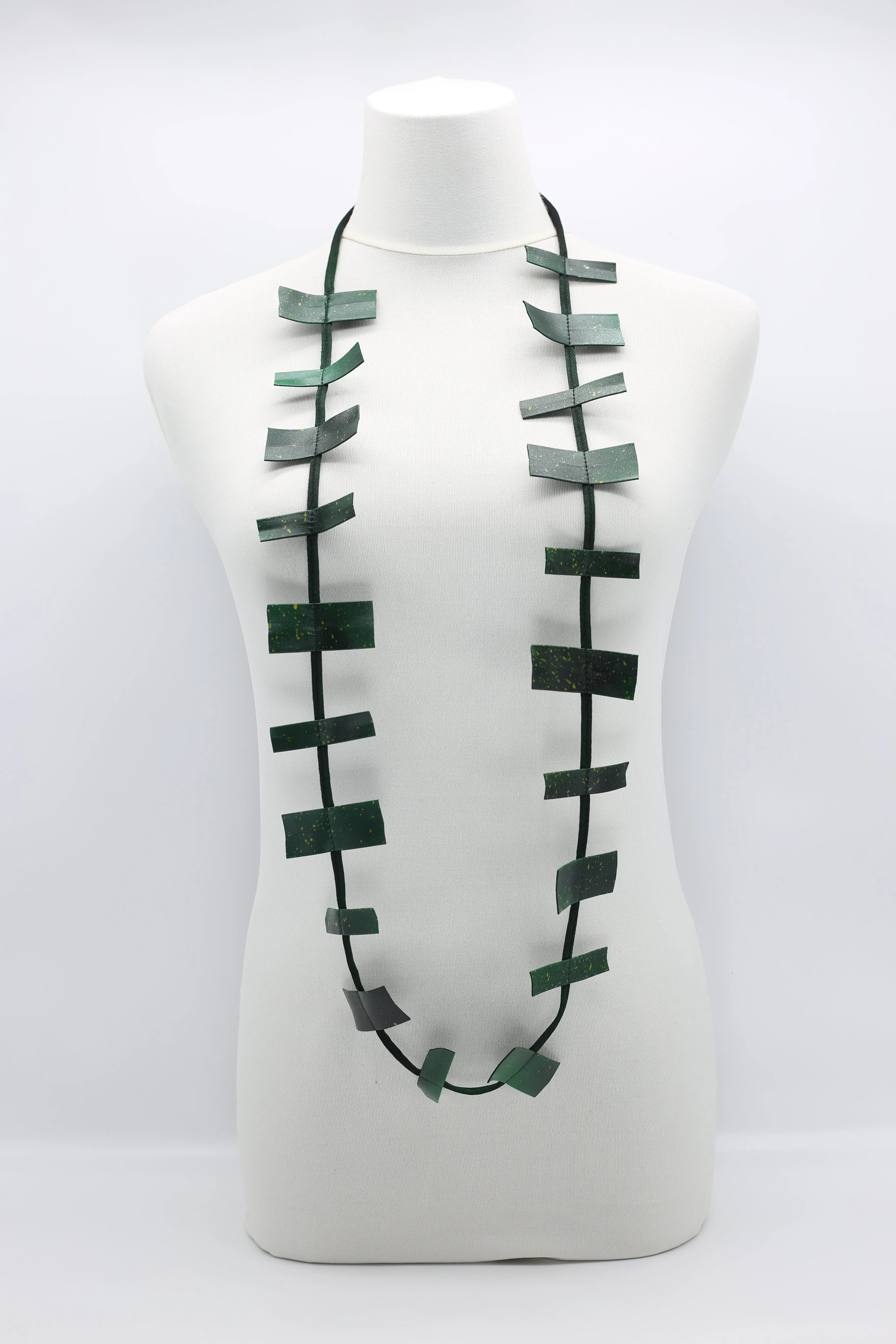 Recycled Leatherette Rectangles Necklace - Hand-painted
