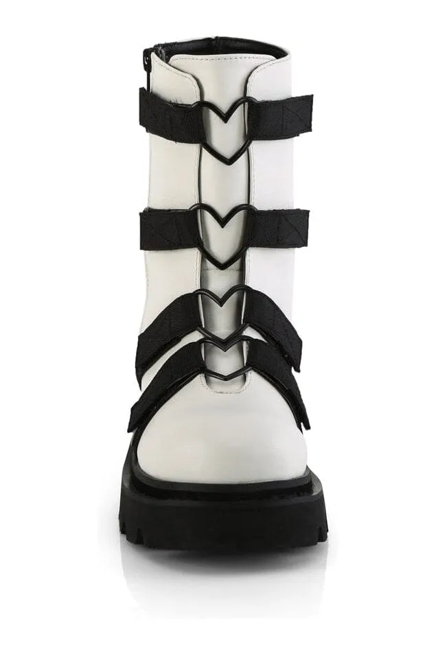 RENEGADE-50 White Vegan Leather Ankle Boot