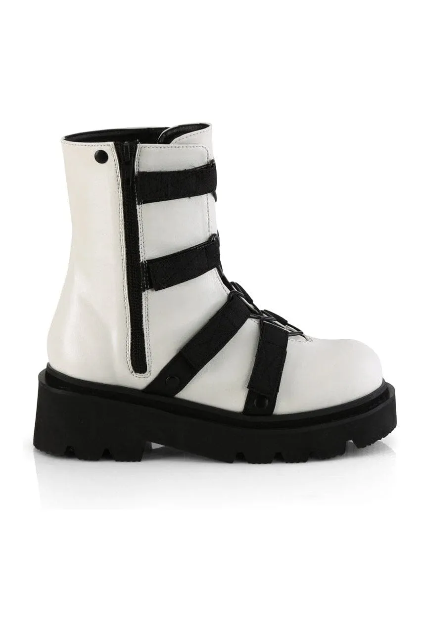 RENEGADE-50 White Vegan Leather Ankle Boot