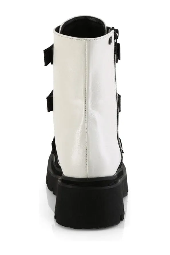 RENEGADE-50 White Vegan Leather Ankle Boot