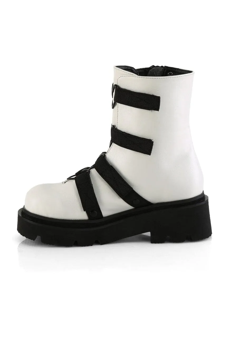 RENEGADE-50 White Vegan Leather Ankle Boot