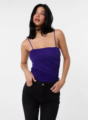 Ruched Mesh Strappy Bodysuit