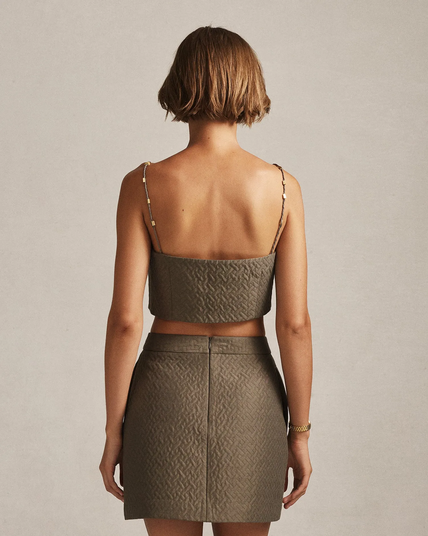 Sabine Quilted Crop Top - Moss