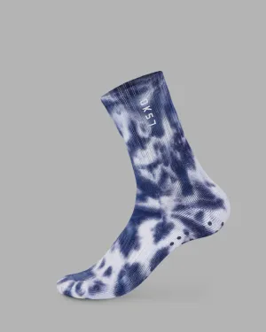 Signal Crew Pilates Grip Socks - Indigo Tye Dye