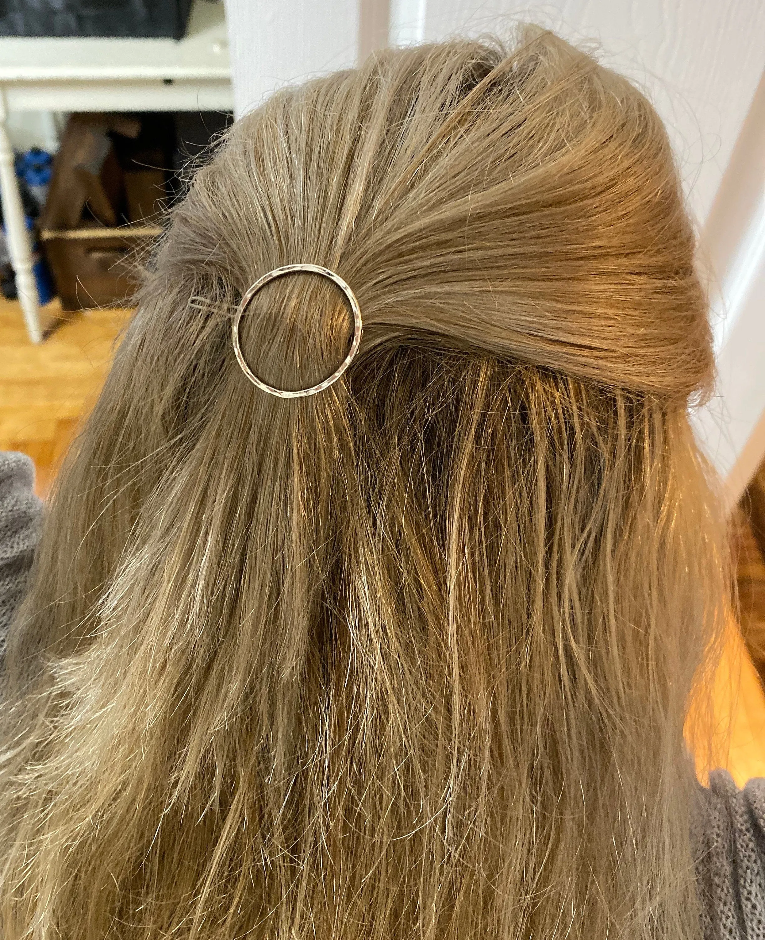 Small Silver hammered barrette