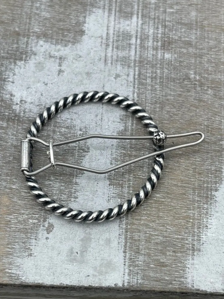 Small Silver twisted barrette