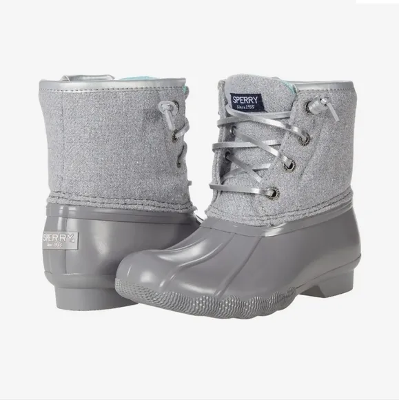 Sperry Saltwater Boots Silver/Grey Size 4