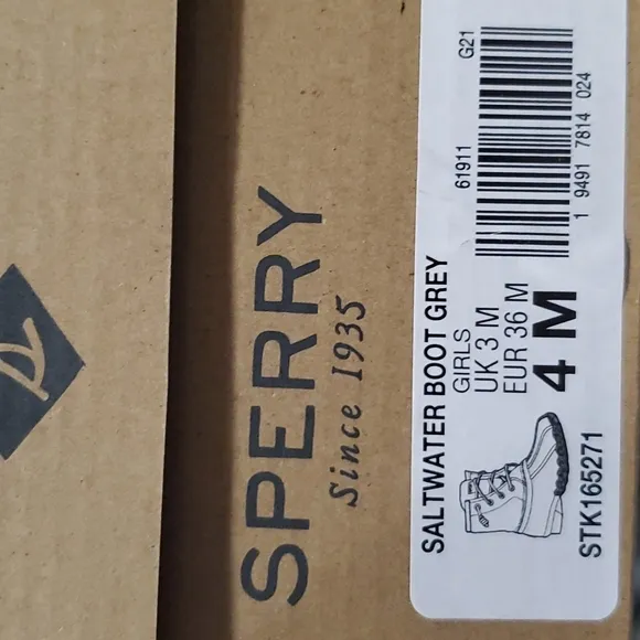 Sperry Saltwater Boots Silver/Grey Size 4