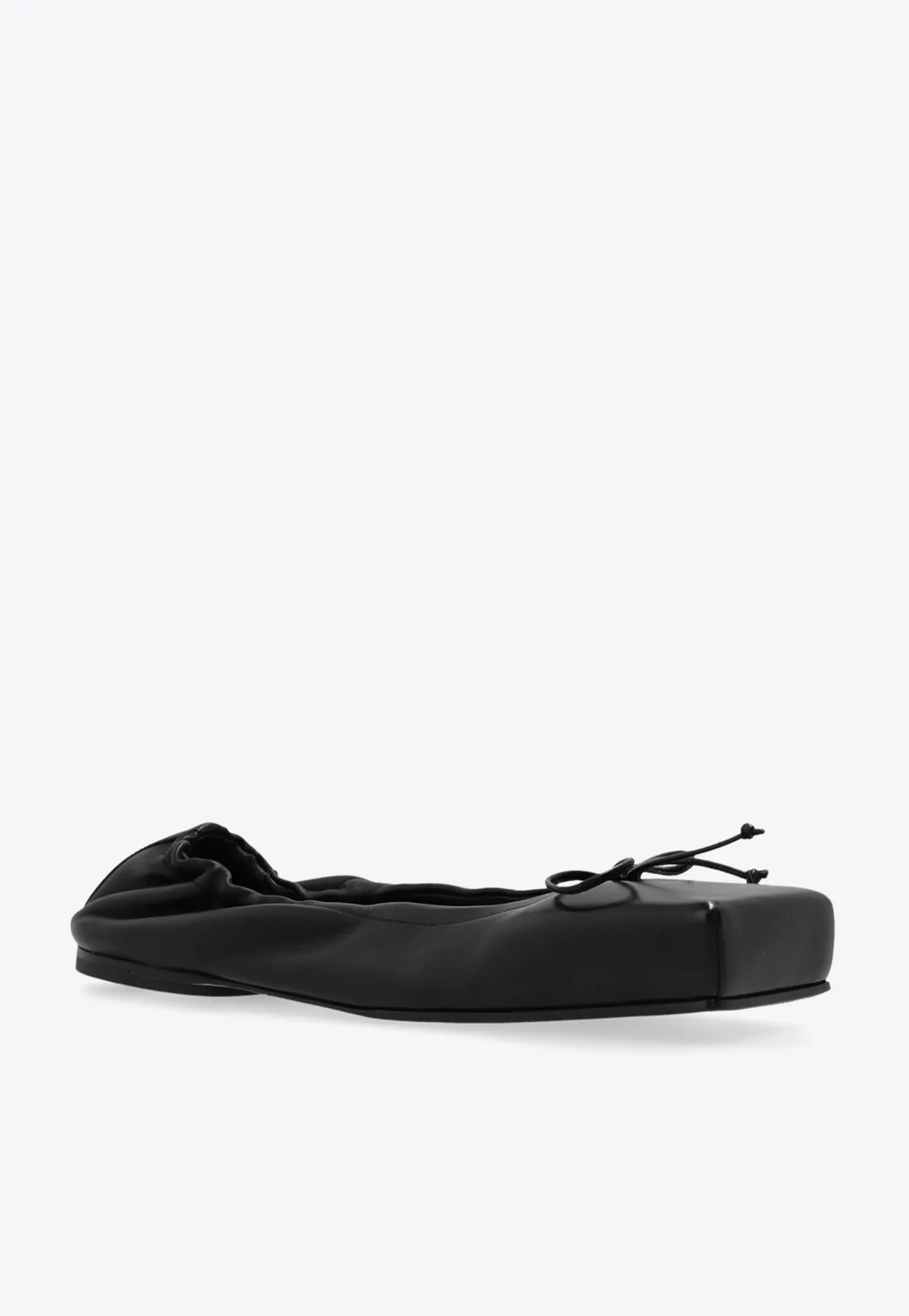 Square-Toe Leather Ballet Flats
