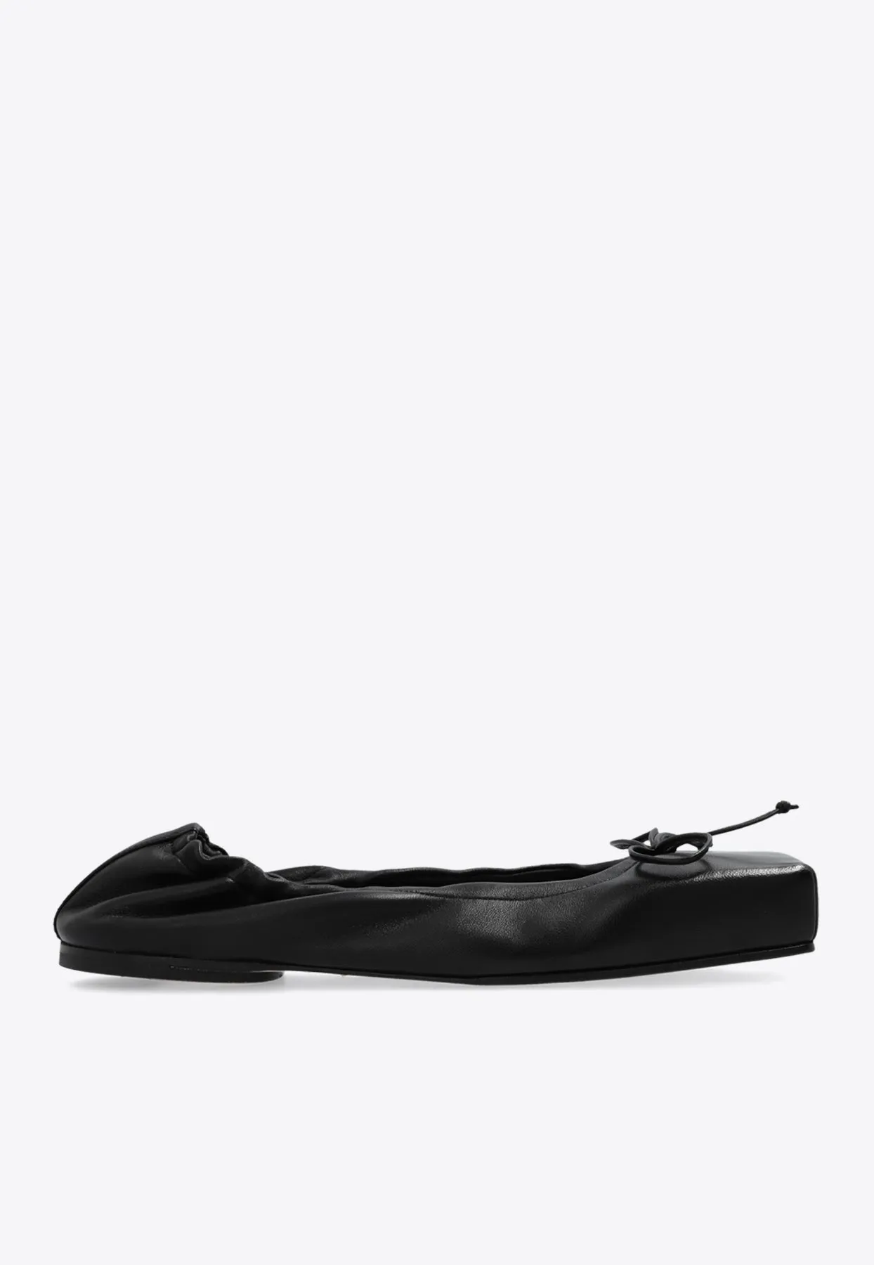 Square-Toe Leather Ballet Flats