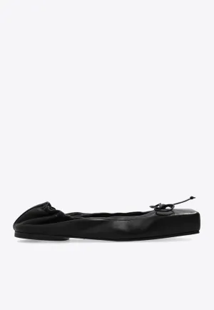 Square-Toe Leather Ballet Flats