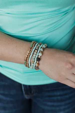 Staying Chic Beaded Bracelet Set- Amazonite