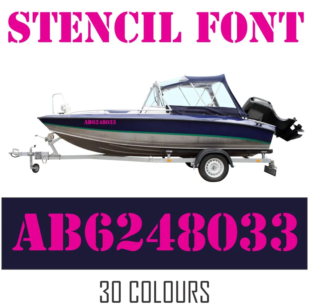 STENCIL BOLD FONT Boat Numbers | Pair   Extra Decal   Free Squeegee