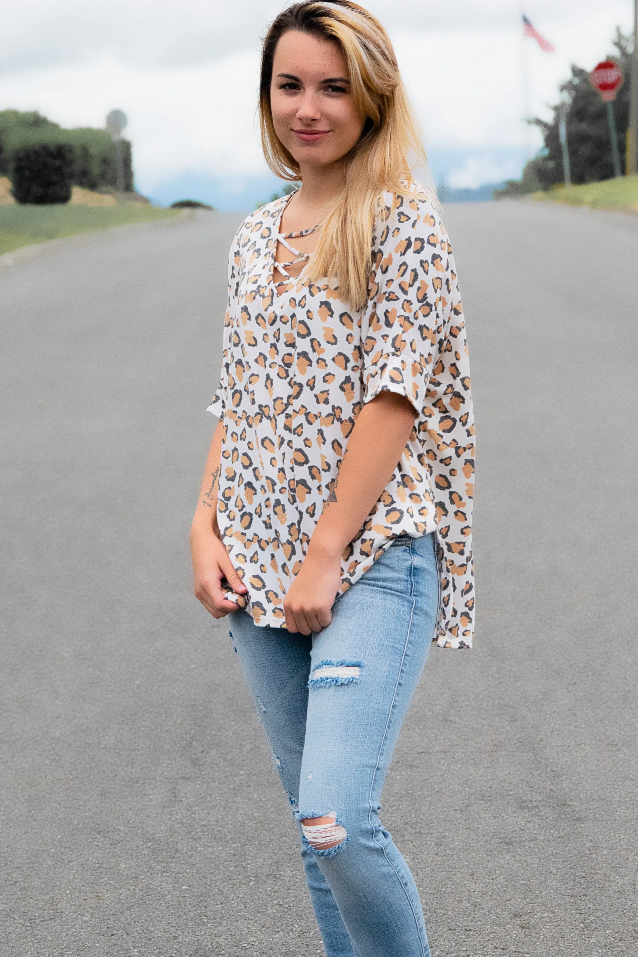 Strappy Animal Print Top