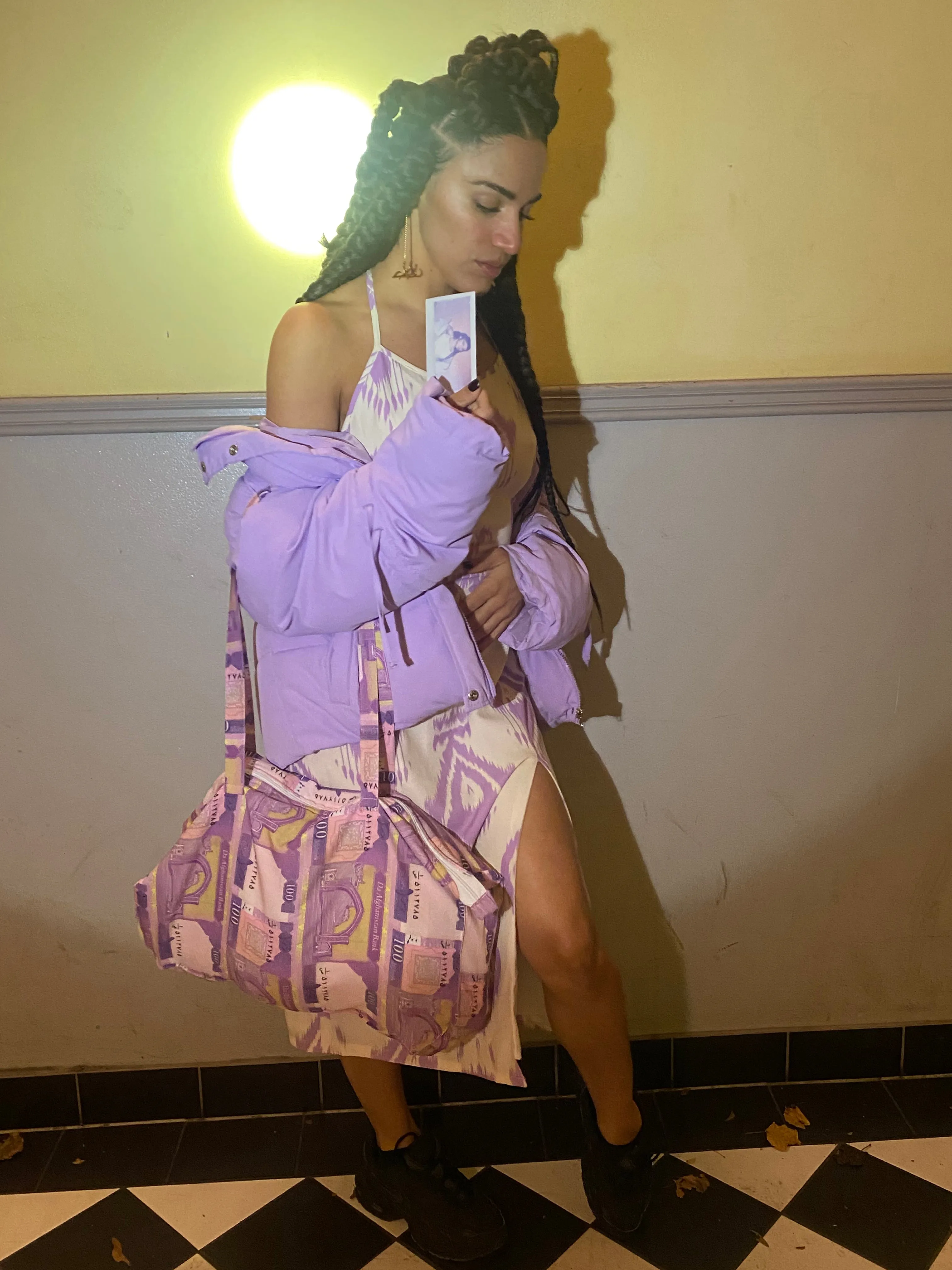 Strappy Backless Dress in Lavender Adras