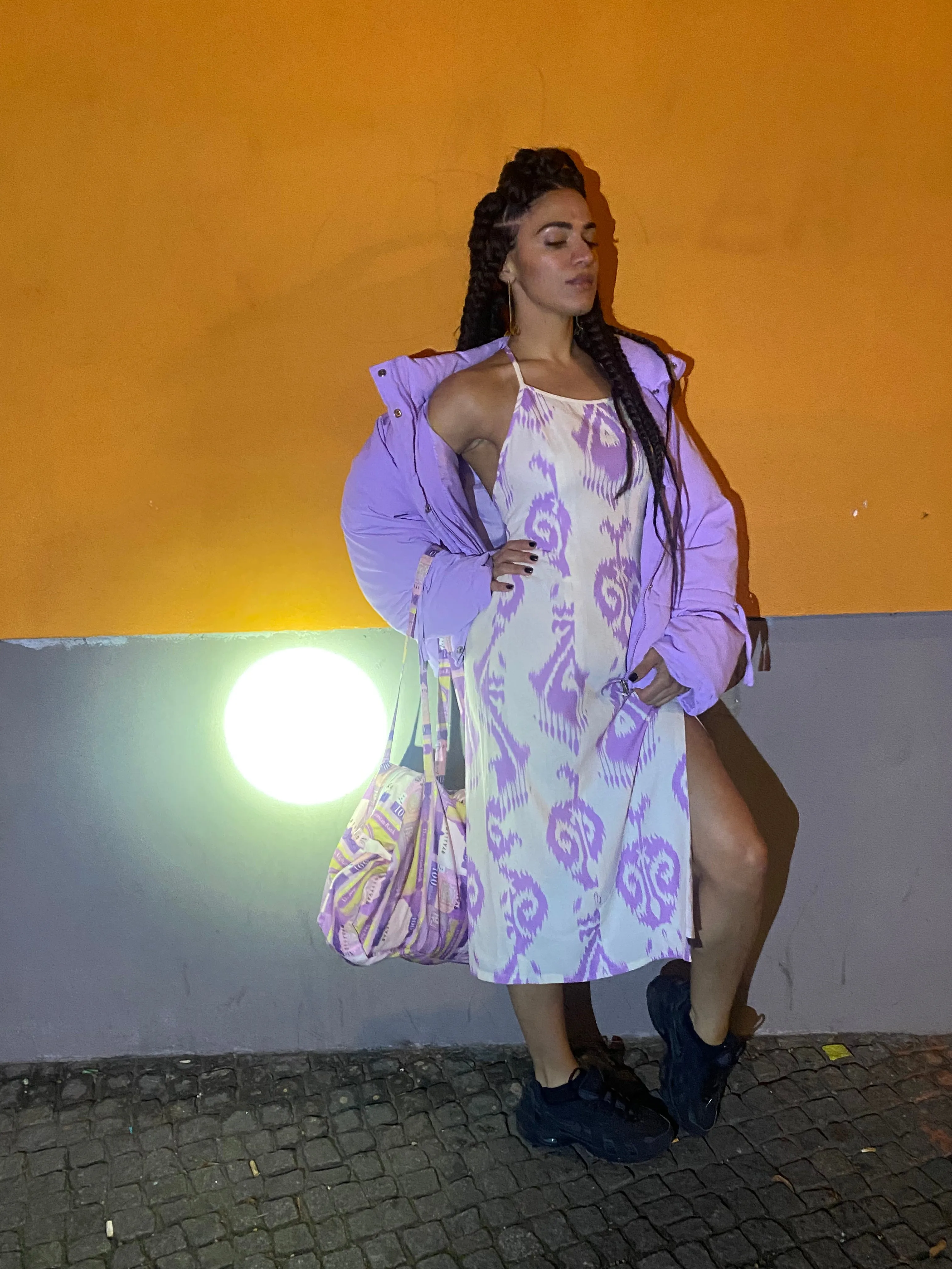 Strappy Backless Dress in Lavender Adras