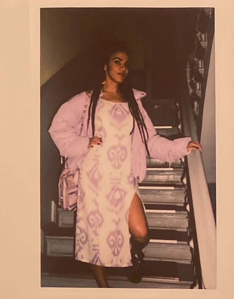 Strappy Backless Dress in Lavender Adras