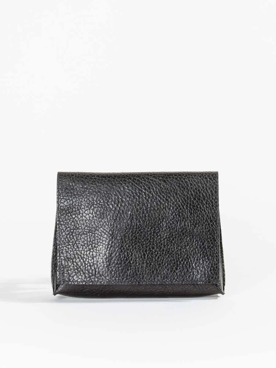 strappy foldover - black grained