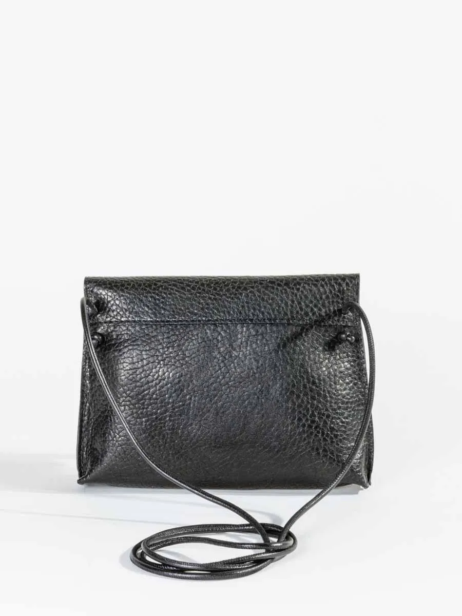 strappy foldover - black grained