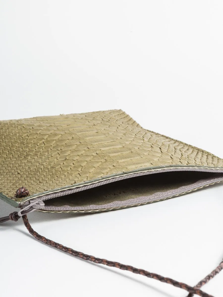 strappy pouch - moss python