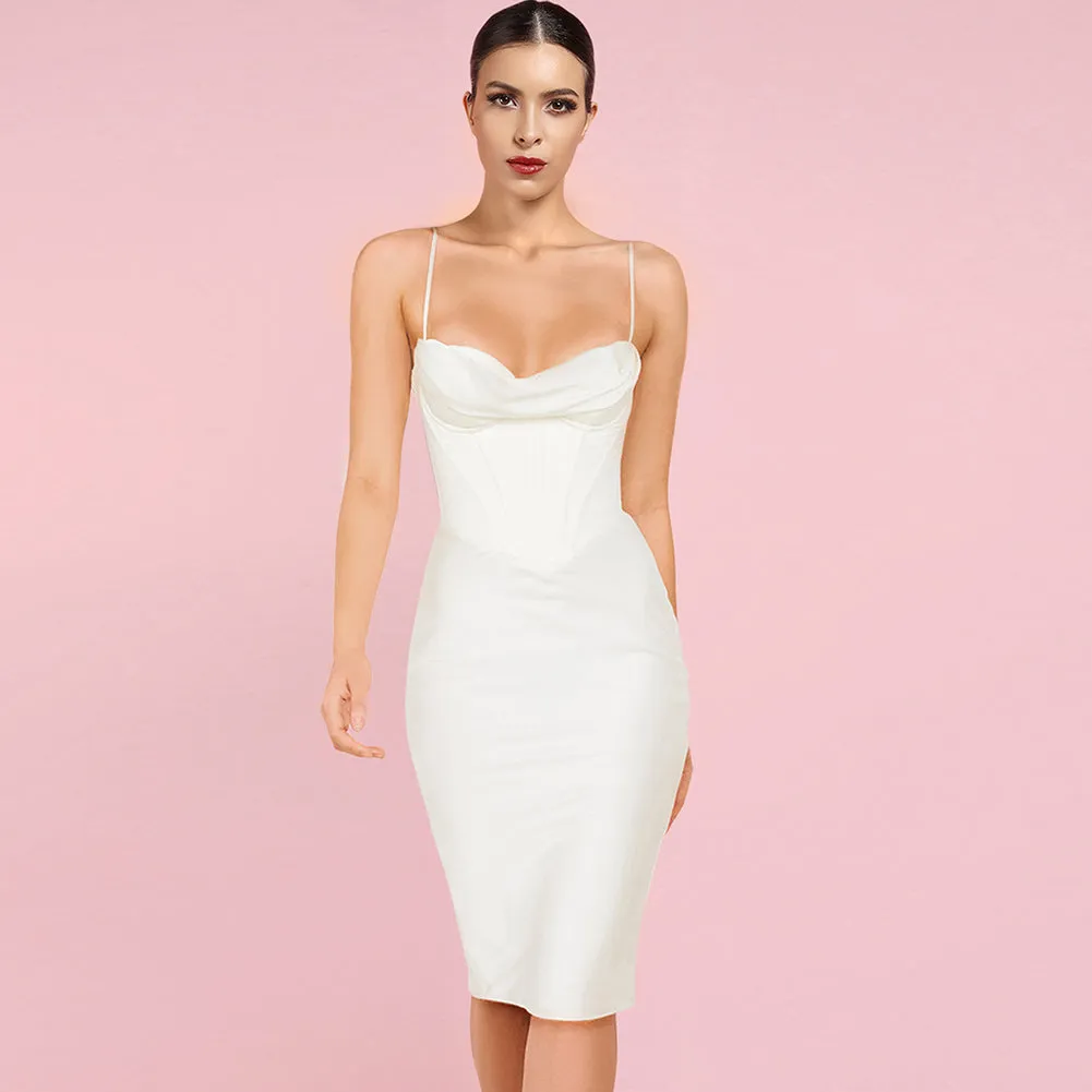 Strappy Sleeveless Striped Midi Bodycon Dress HI1216