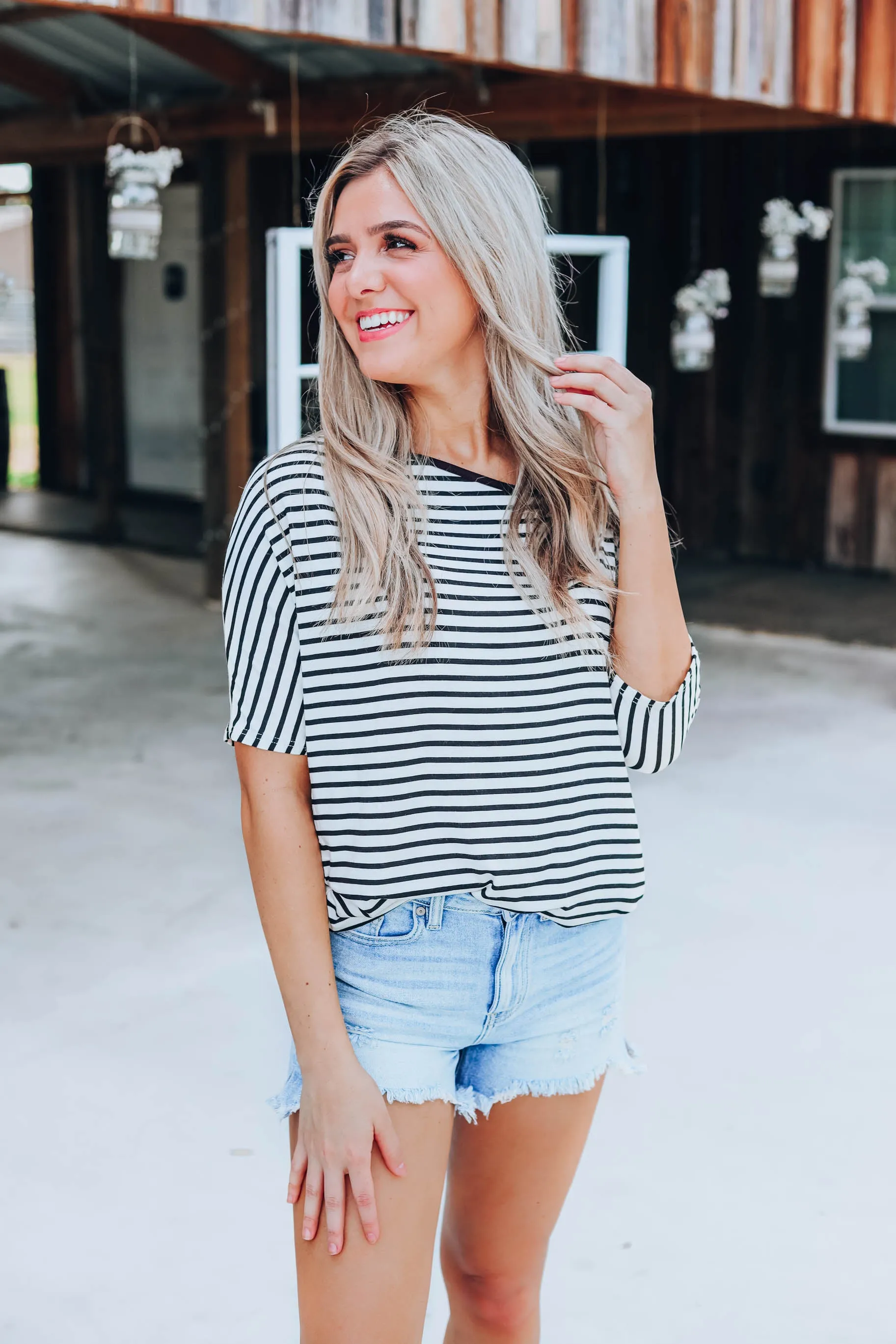 Stunning In Stripes Top - Off White