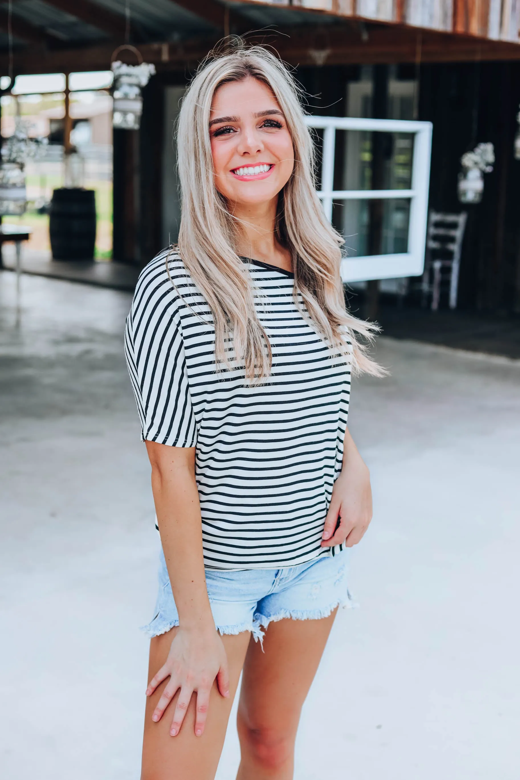 Stunning In Stripes Top - Off White