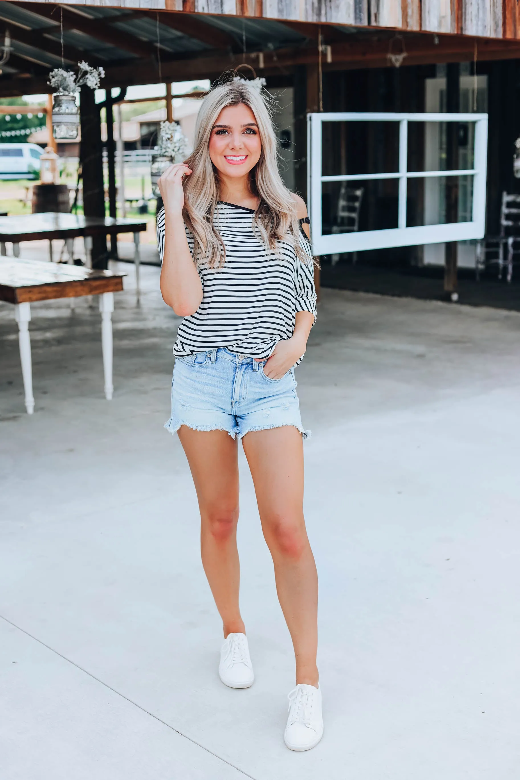 Stunning In Stripes Top - Off White