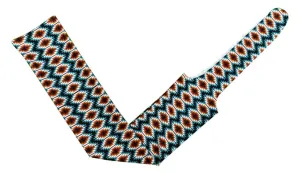 Teal and White Aztec Lycra printed slip-on tail bag.