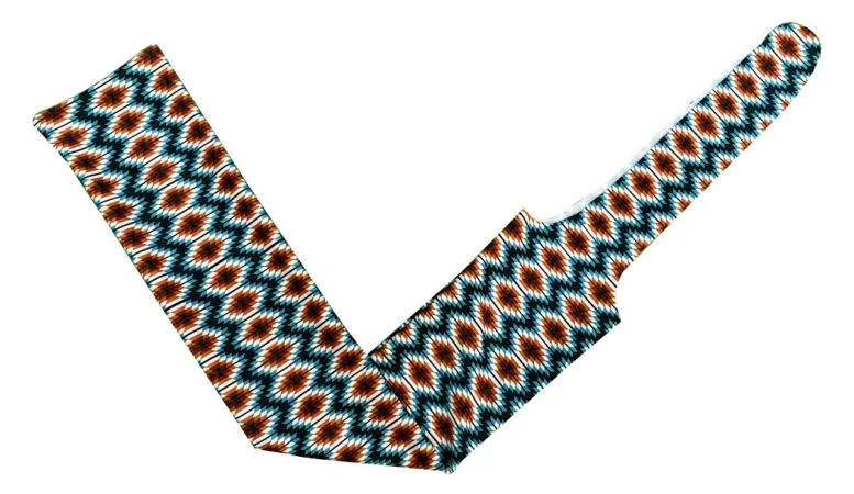 Teal and White Aztec Lycra printed slip-on tail bag.