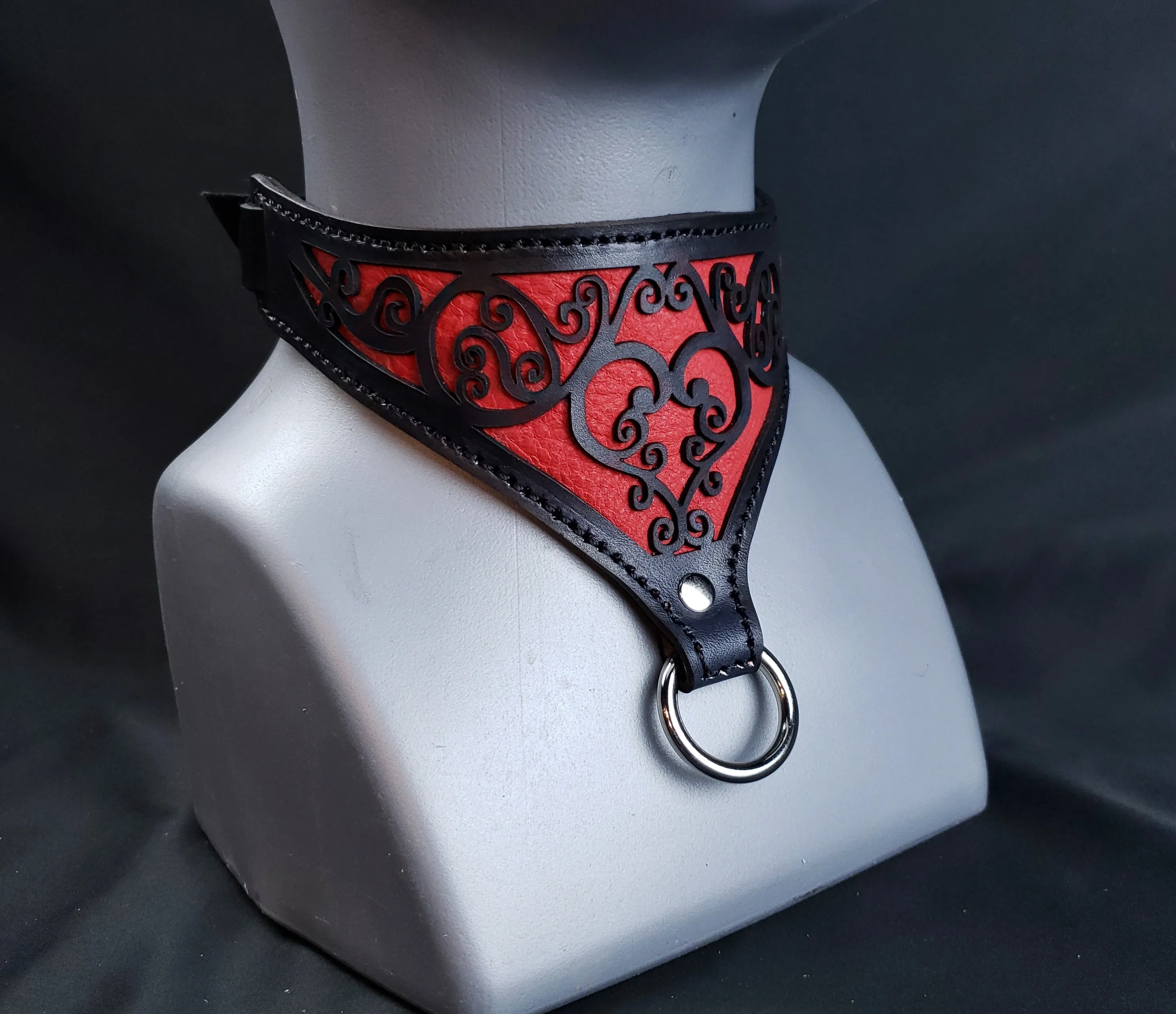 The Leather Heart Collar and cuffs- Made to Order- Choose your Color