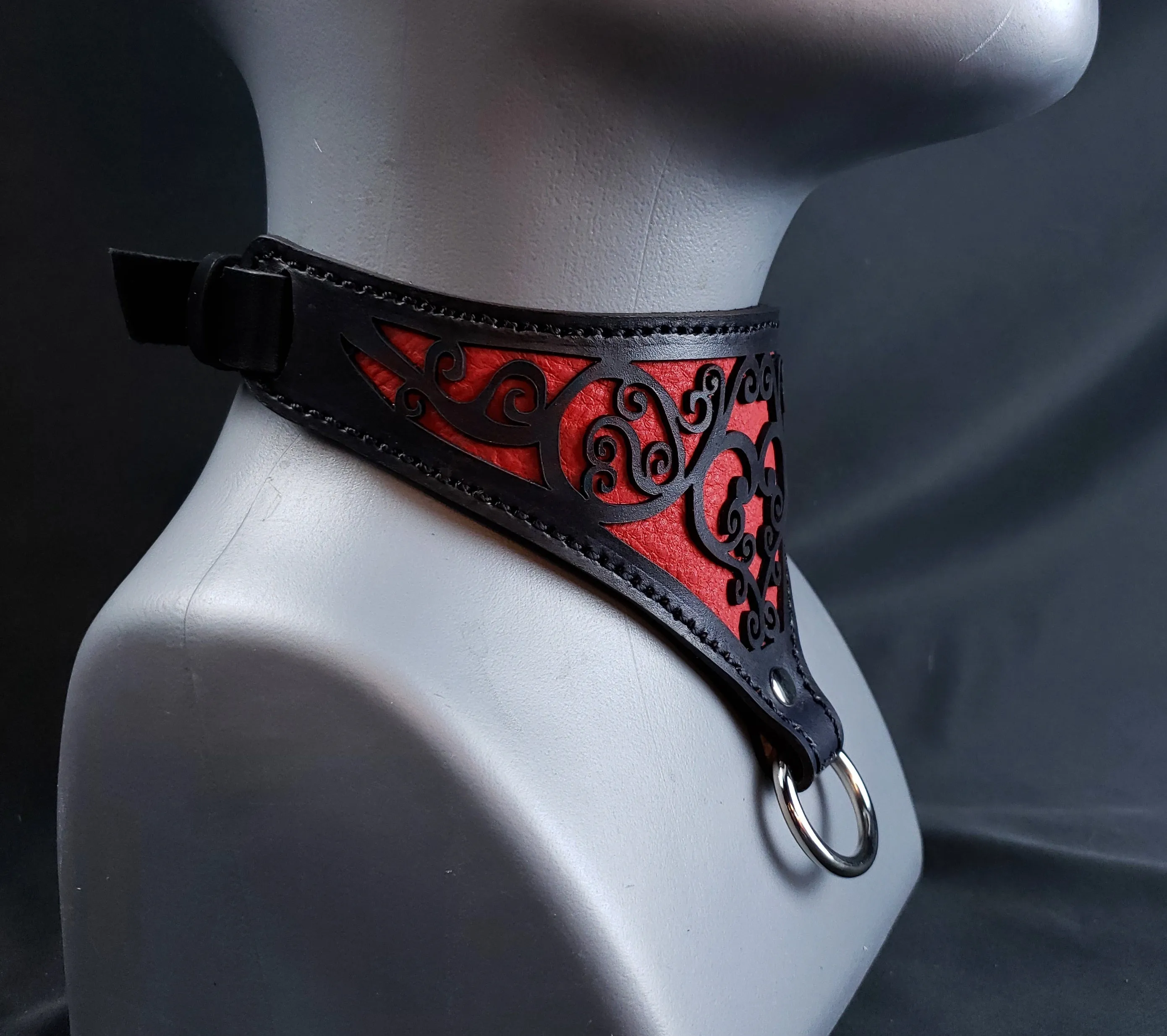 The Leather Heart Collar and cuffs- Made to Order- Choose your Color