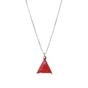 Tiny Woven Wishbone Red Copper & Silver Necklace