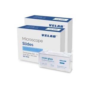 VELAB 100 pcs VE-P30 Microscope Slides Single Frosted& 100 pcs VE-C22 (22X22 mm)