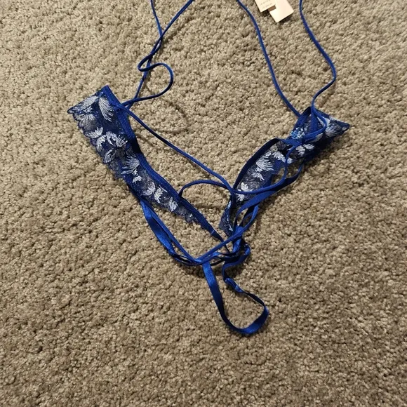 Victoria's Secret Blue Strappy Butterfly Teddy Small