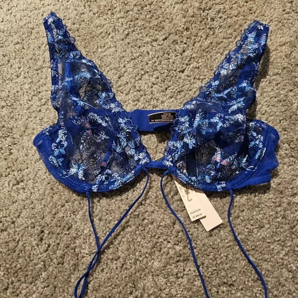 Victoria's Secret Blue Strappy Butterfly Teddy Small