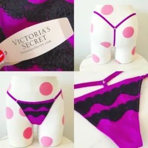 Victoria's Secret Vintage Strappy Very Sexy Nylon Black Lace V-String Panty NWT