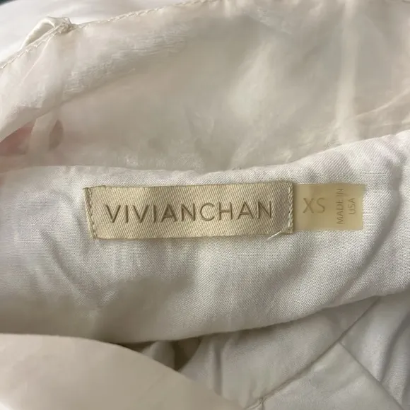 VIVIAN CHAN White Cari With Pockets Dress XS