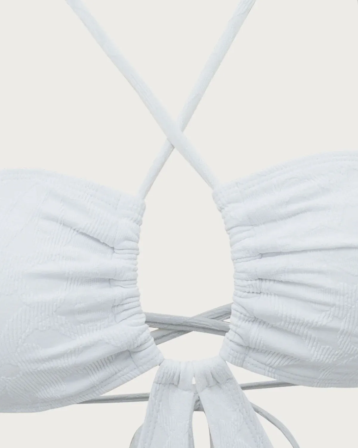 White Textured Halter One-Piece Swimsuit