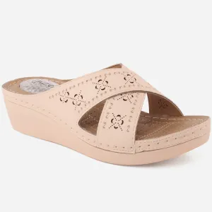 Women "BELLA" Cross Over Strap Comfort Slippers