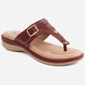 Women "Elsa" Comfort Wedge T Strap Slip On Slippers